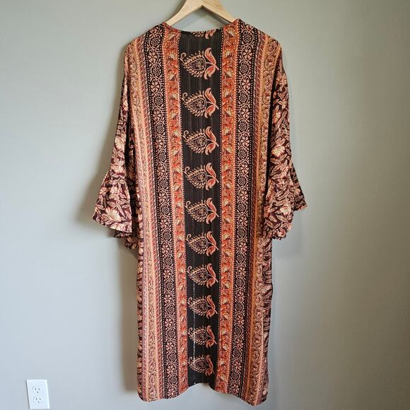 Soft‎ Surroundings Kimono Womens S Metallic Floral Boho Duster Cardigan - Picture 8 of 12